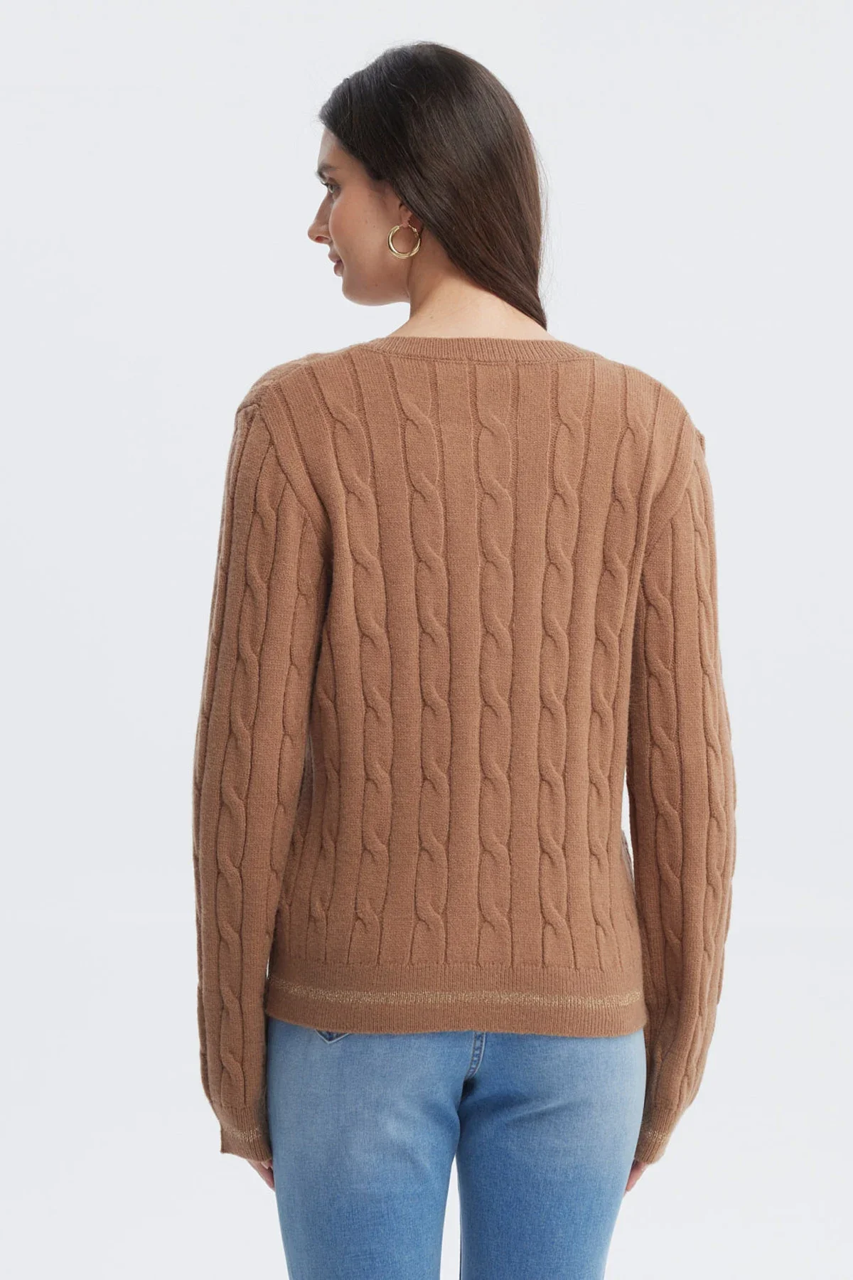 Sweater Mujer Slim Cuello Redondo Camel - Image 3
