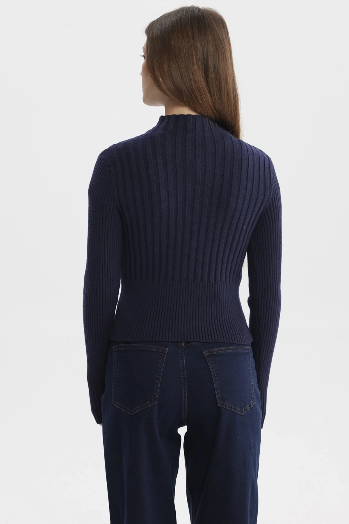 Sweater Mujer Slim Tejido Azul Oscuro - Image 3