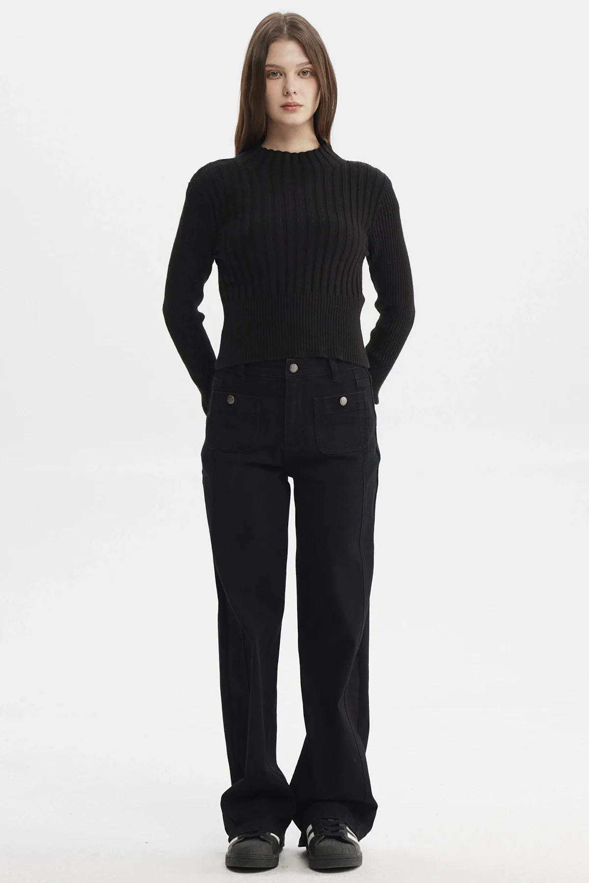 Sweater Mujer Slim Tejido Negro - Image 4
