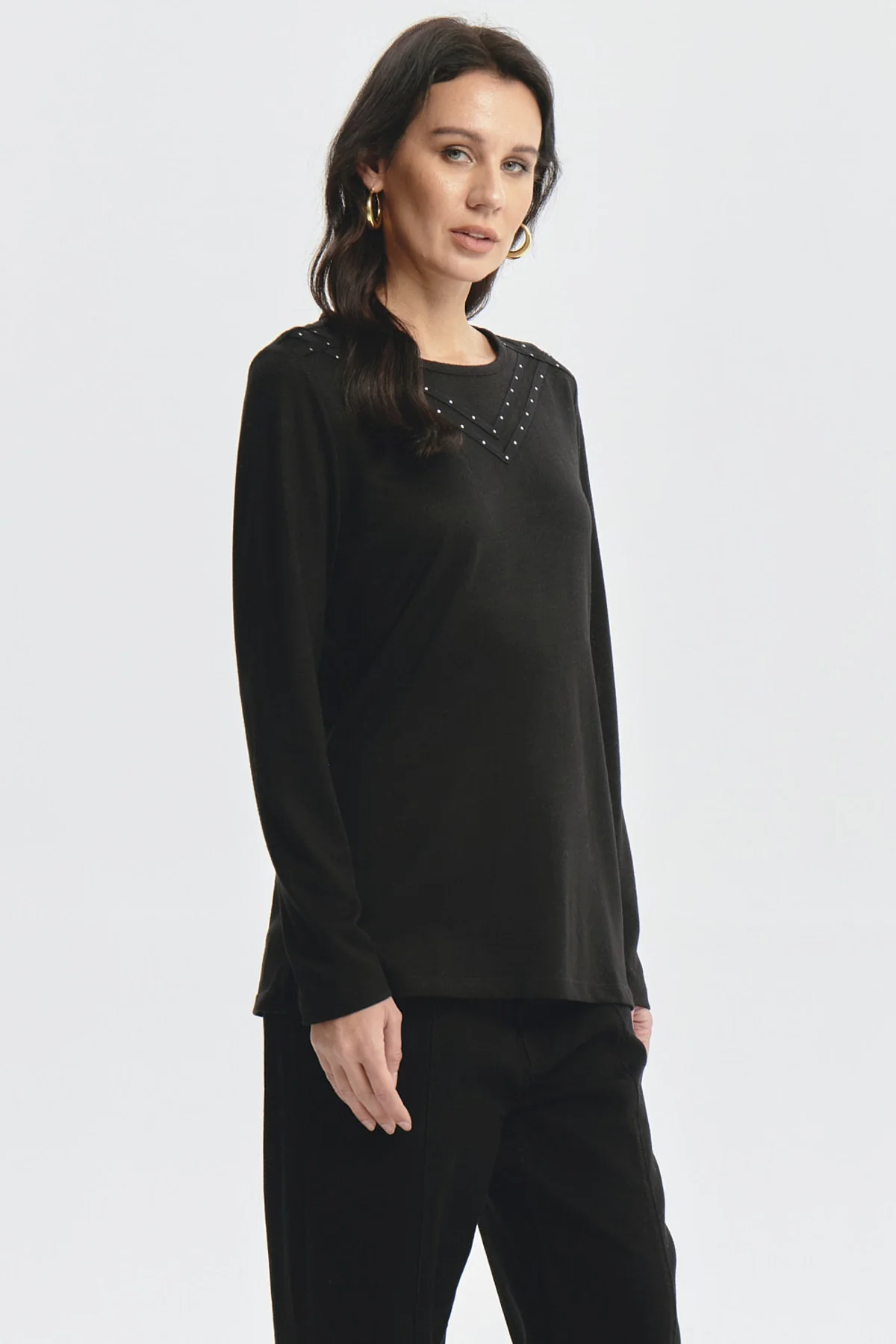 Sweater Mujer Strass Negro - Image 2