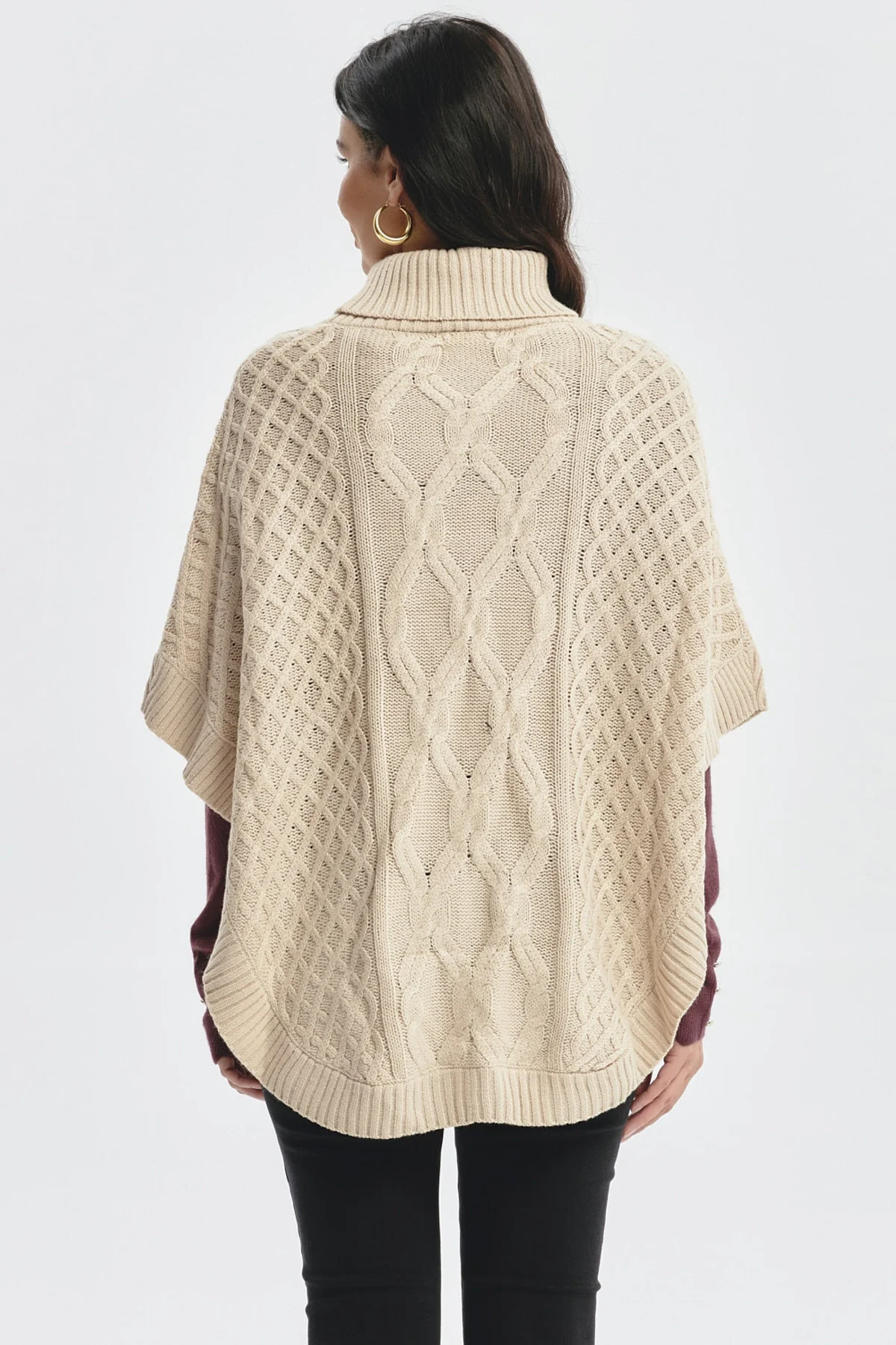 Sweater Mujer Trenzado Beige Oscuro - Image 3