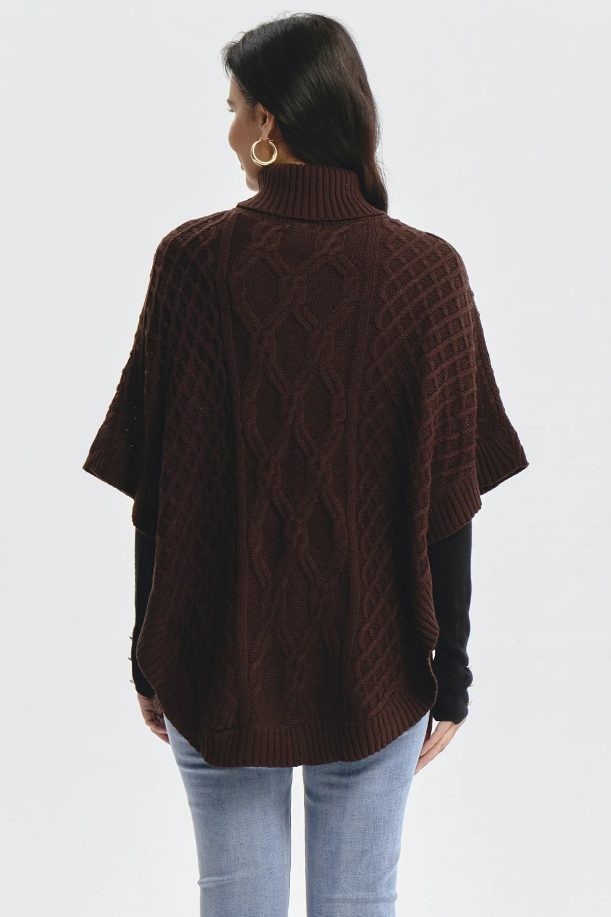 Sweater Mujer Trenzado Café Oscuro - Image 3