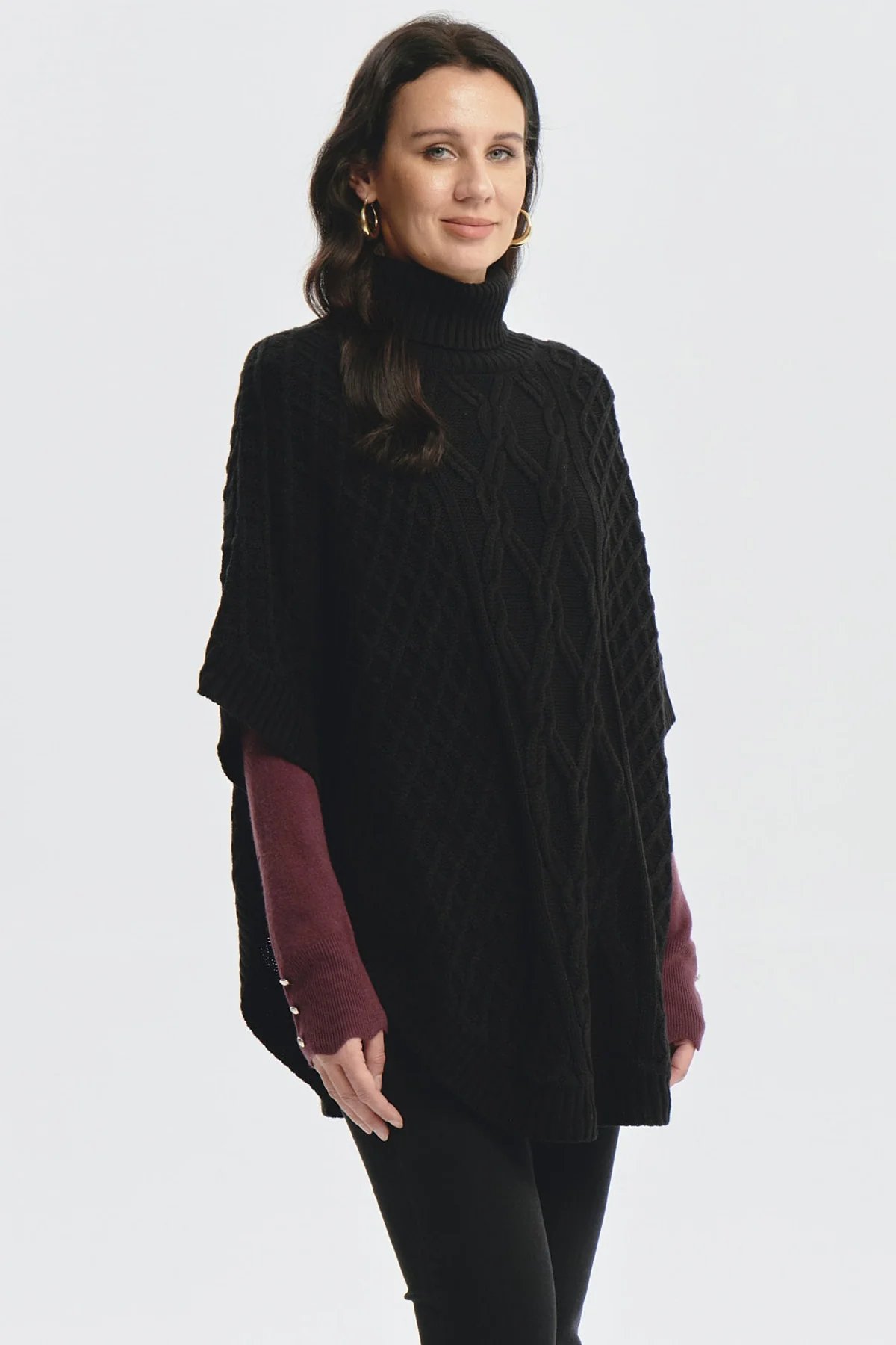 Sweater Mujer Trenzado Negro - Image 2