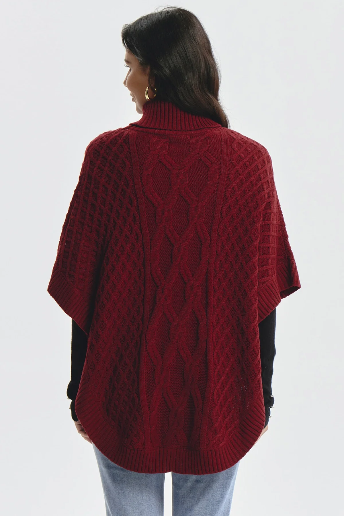 Sweater Mujer Trenzado Rojo Oscuro - Image 3