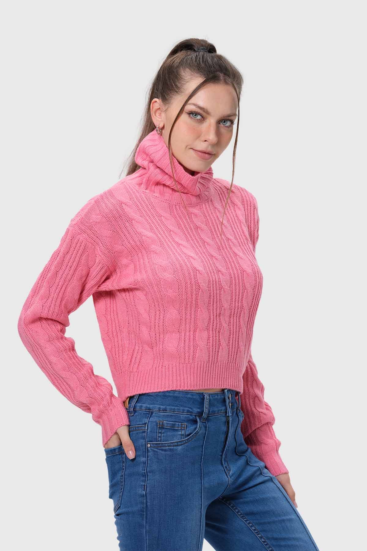 Sweater Mujer Trenzado Rosado - Image 2