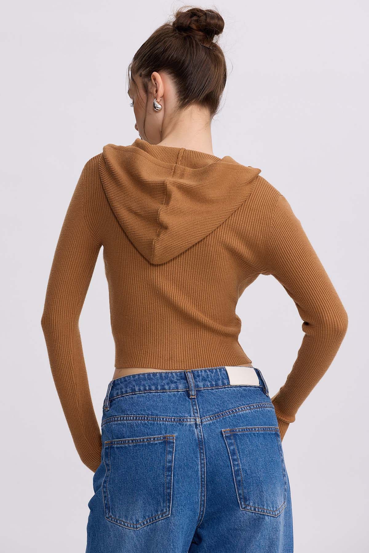 Sweater Mujer Zipper Camel - Image 3