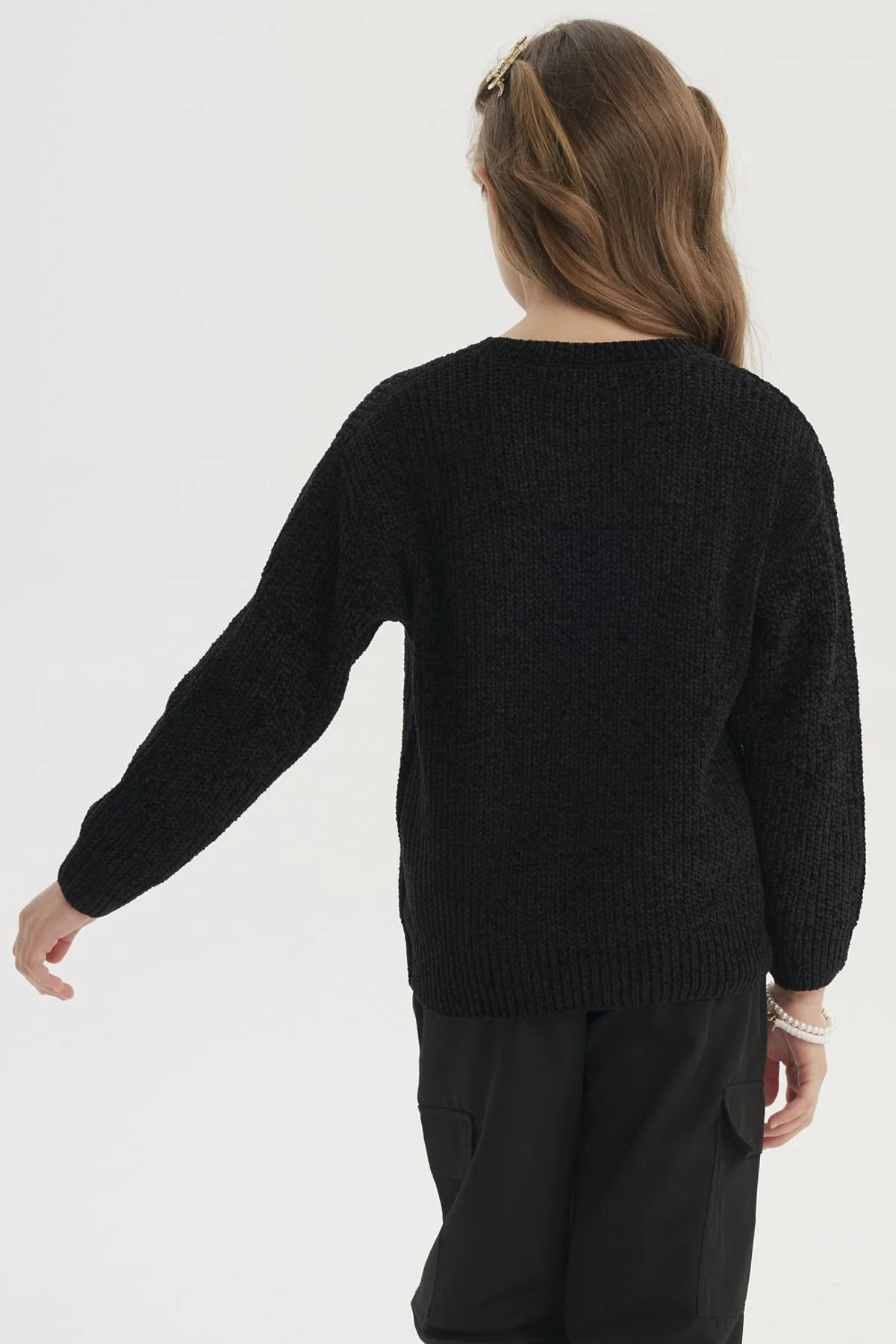 Sweater Niña Chenille Negro - Image 3