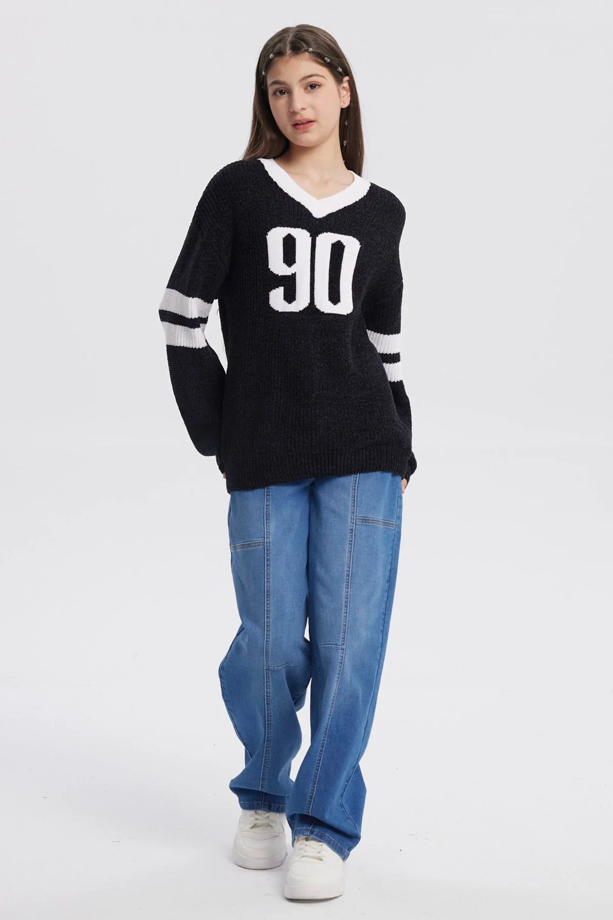 Sweater Niña Oversize Negro - Image 4