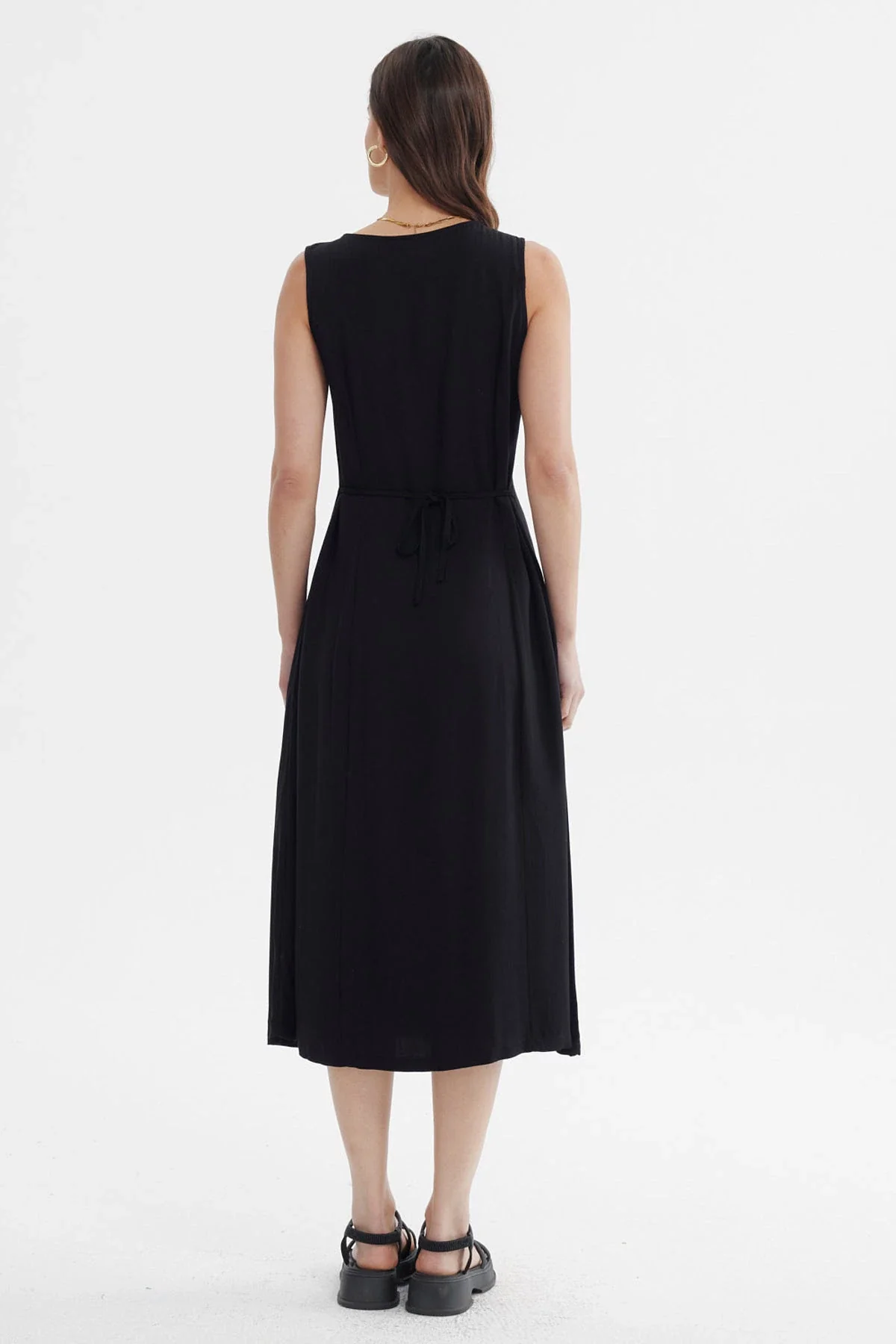 Vestido Mujer Ajustable Botones Negro - Image 3