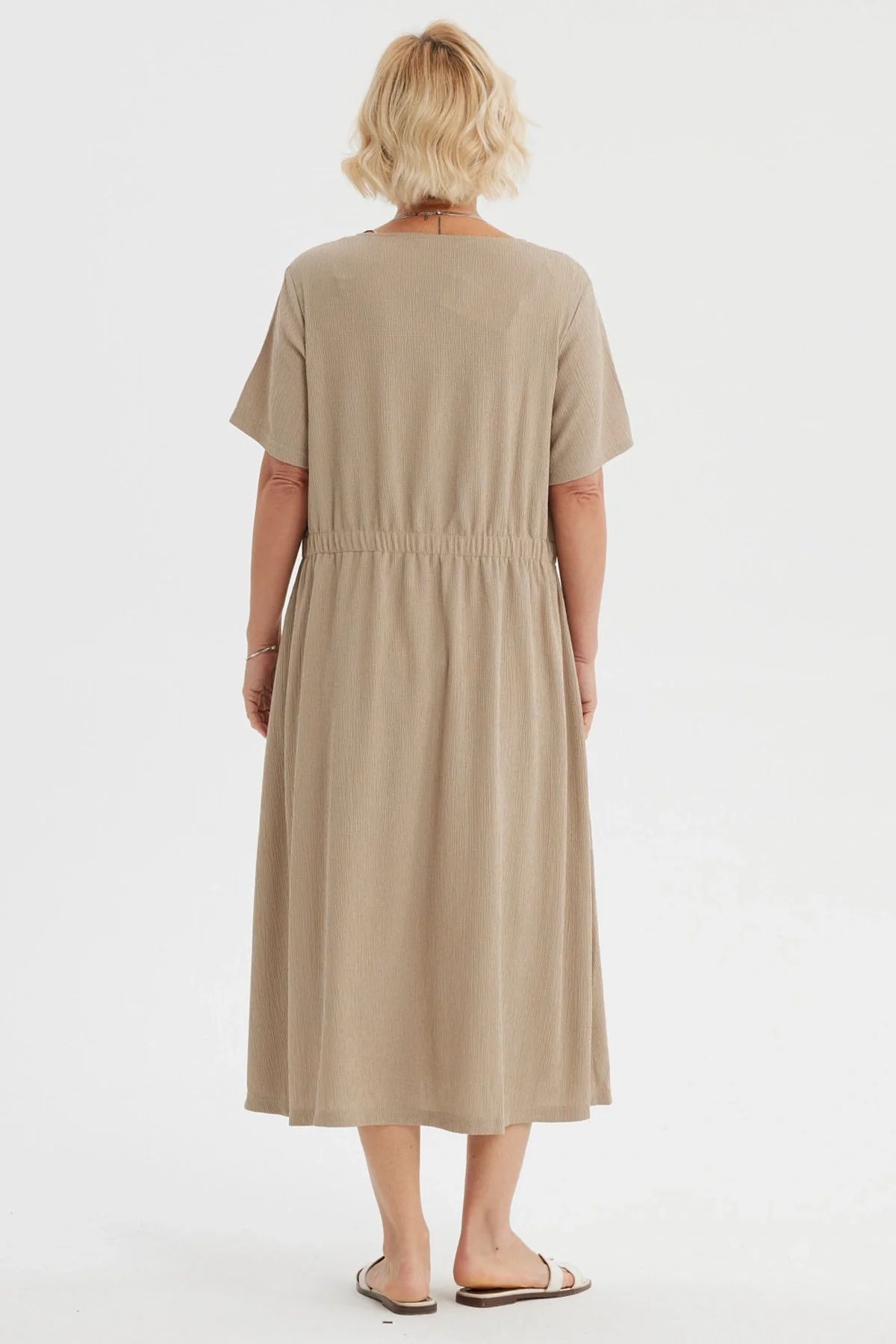 Vestido Mujer Botones Arena - Image 2