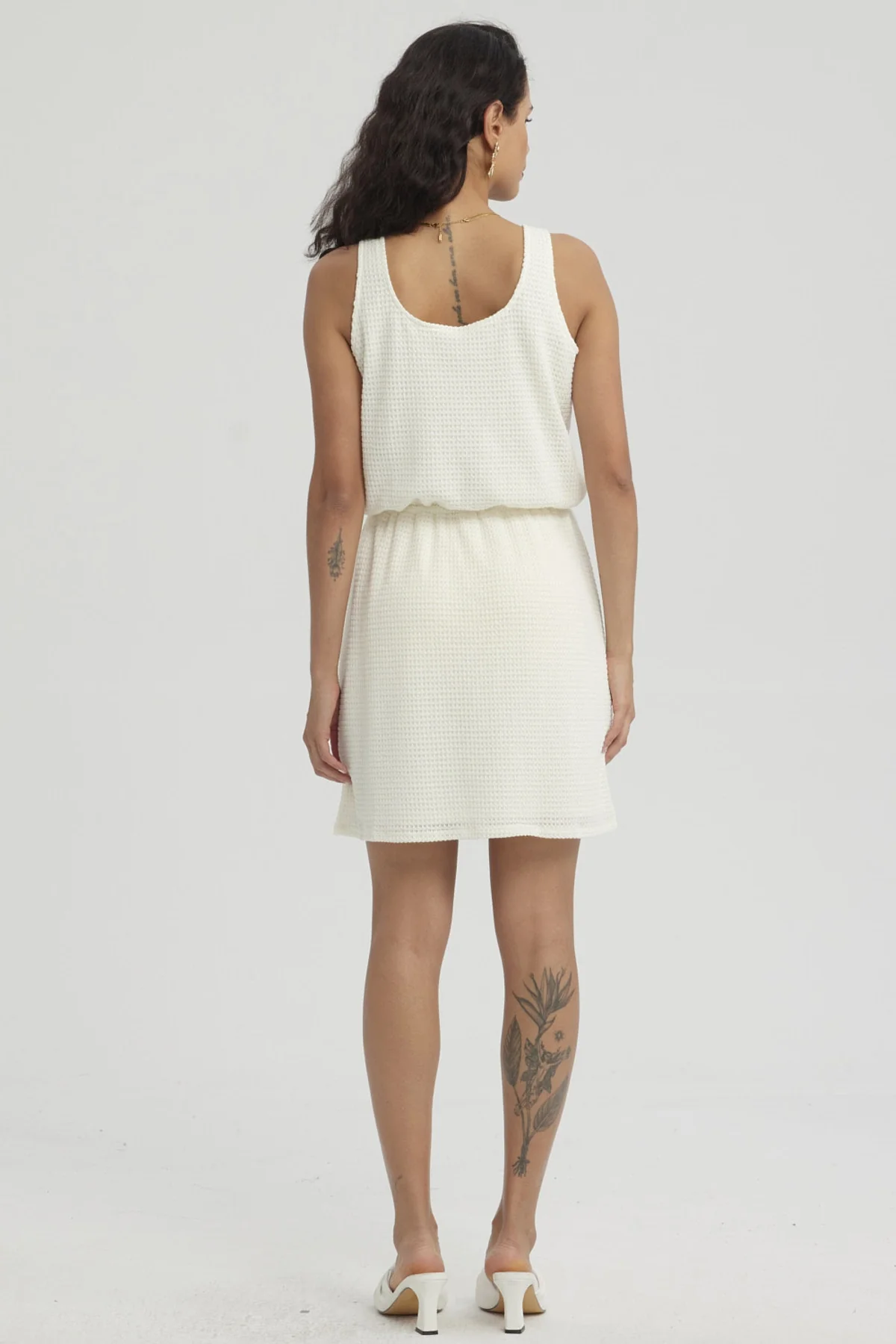 Vestido Mujer Corto Cordón Crema - Image 3