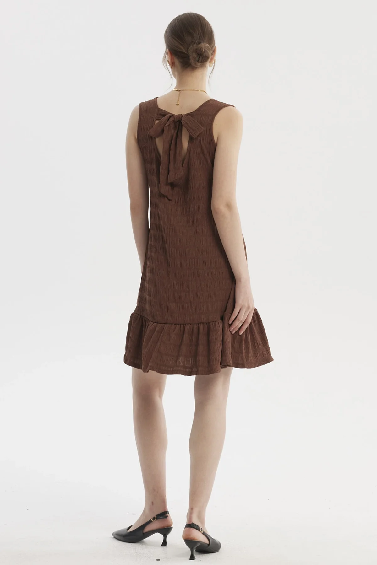 Vestido Mujer Corto Texturizado Café Claro - Image 2