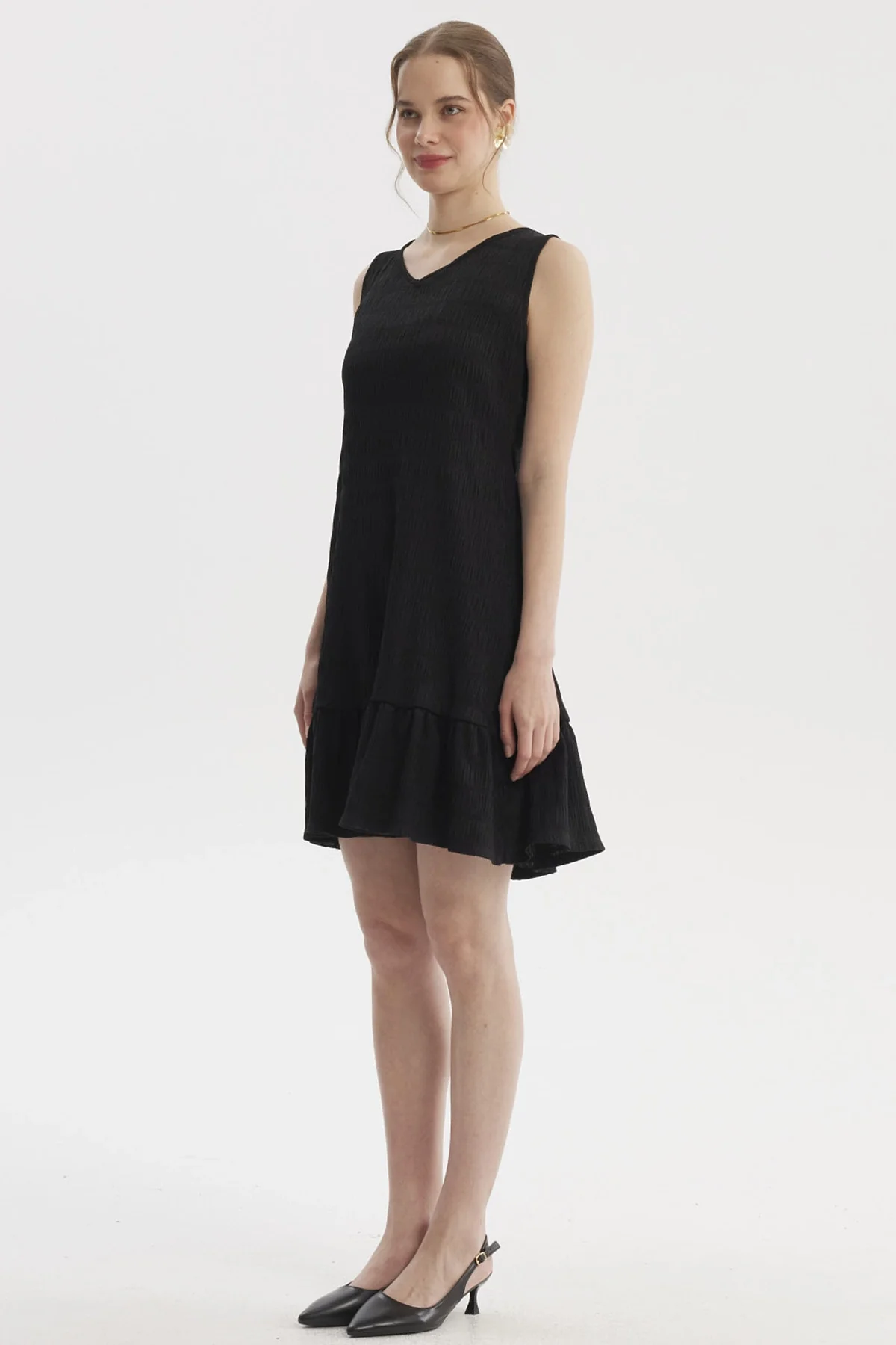 Vestido Mujer Corto Texturizado Negro - Image 4