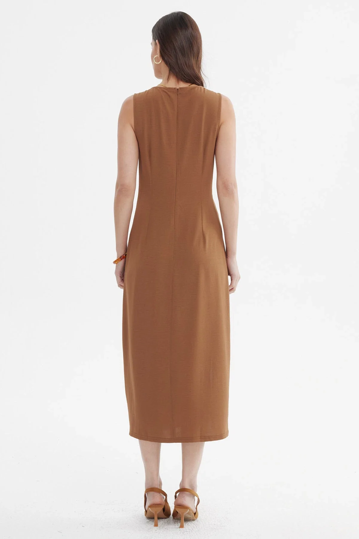 Vestido Mujer Falda Midi Café - Image 2