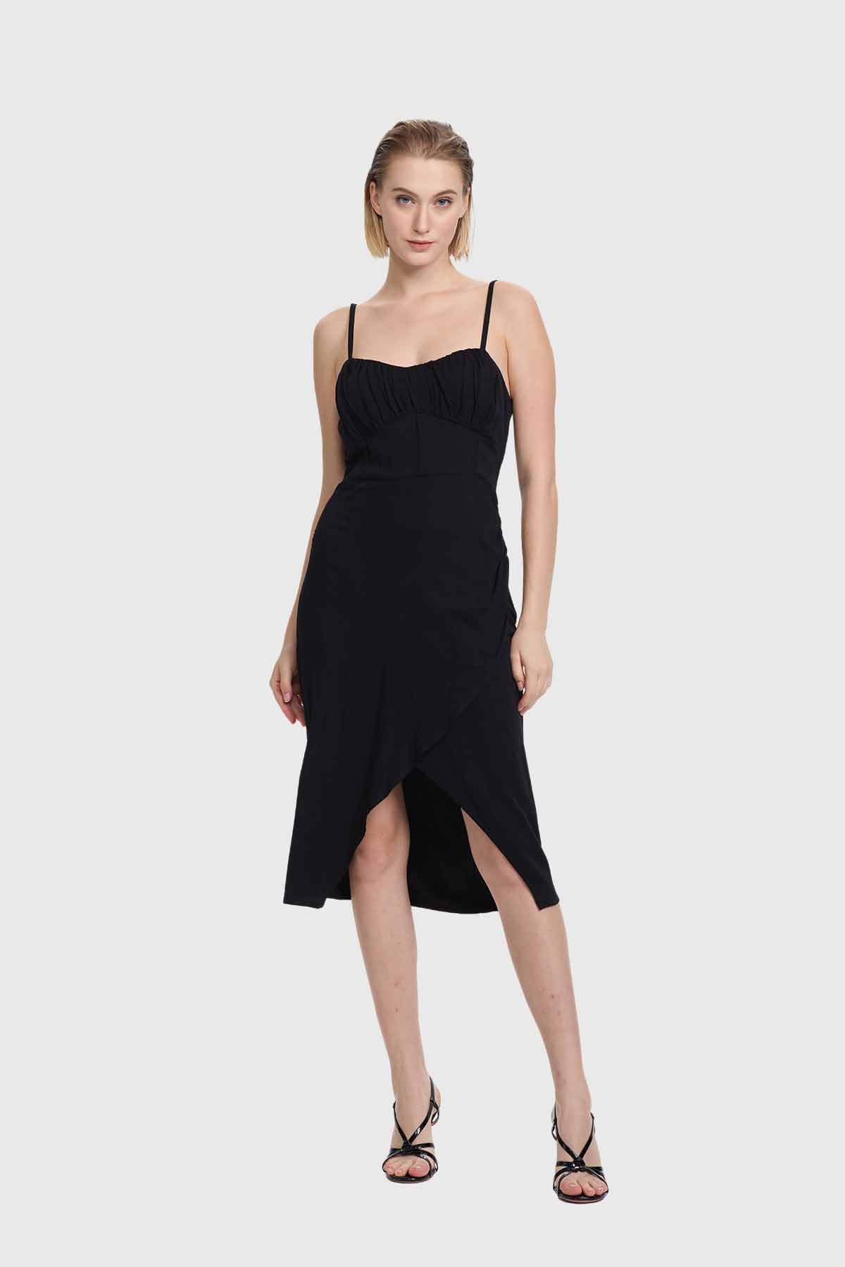 Vestido Mujer Largo Escote Negro - Image 4