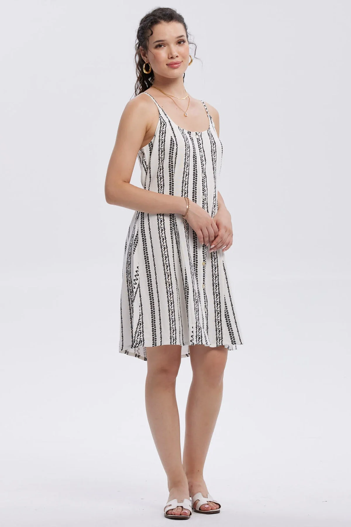 Vestido Mujer Lino Corto Crudo - Image 2