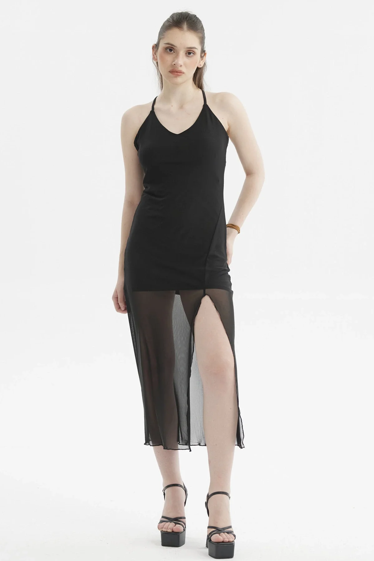 Vestido Mujer Pabilo Largo Estampado Negro - Image 3