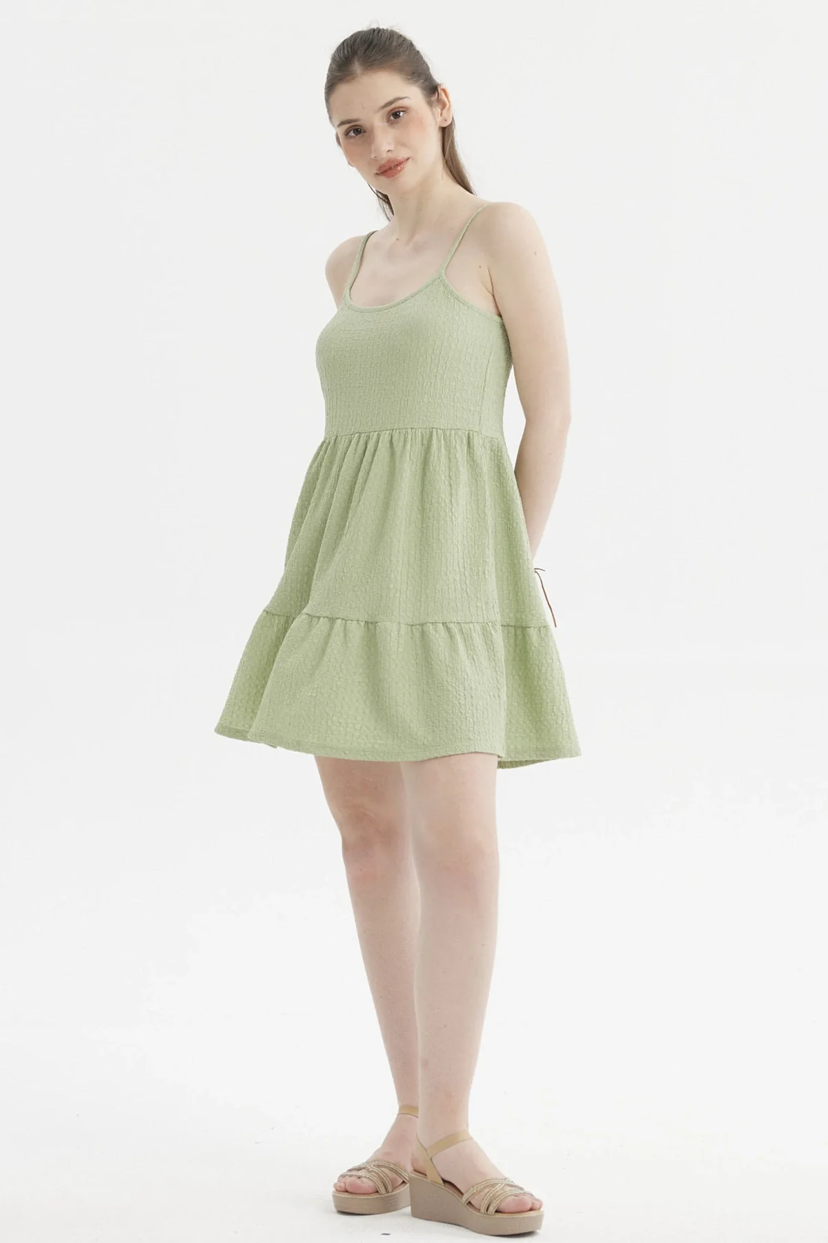 Vestido Mujer Textura Verde Claro - Image 4