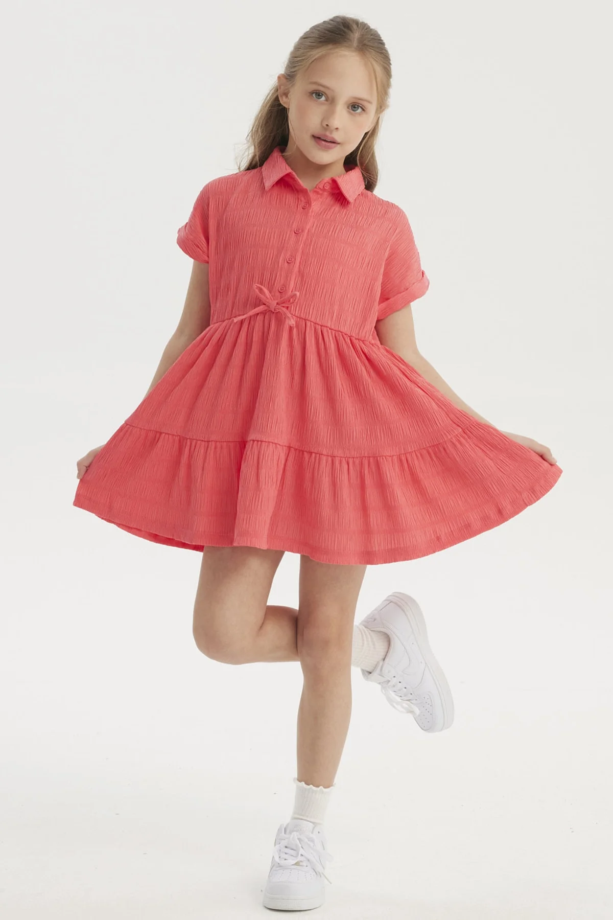 Vestido Niña Con Cuello Fucsia - Image 4