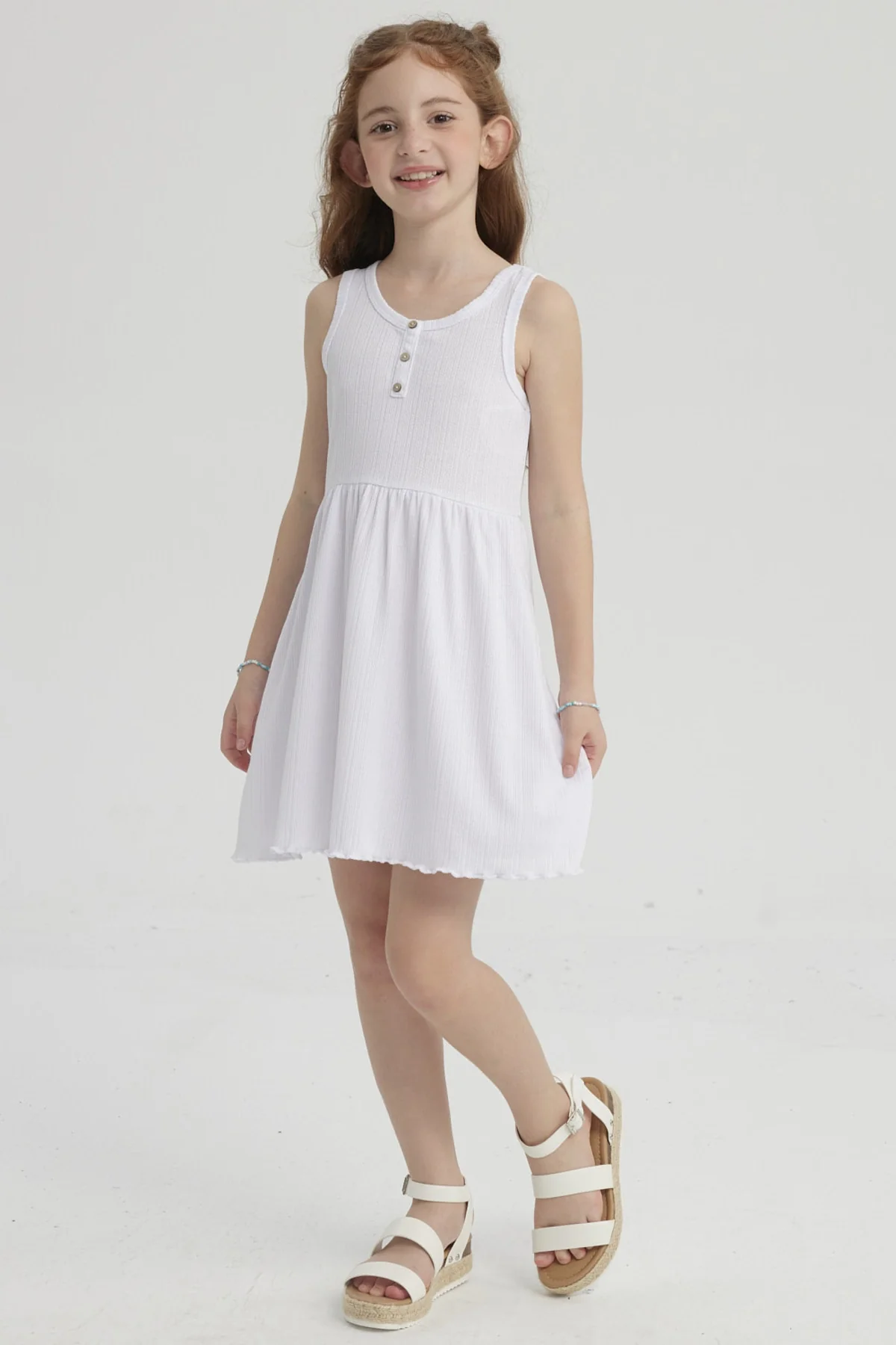 Vestido Niña Rib Blanco - Image 3